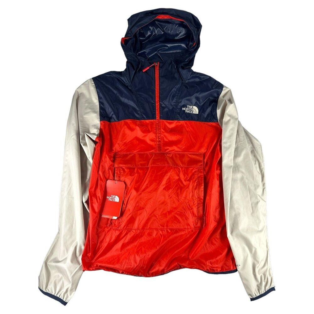 The NORTH FACE Wind Rain Resistant 1/2 Zip HOODED Fanorak JACKET Mens Sz S NEW